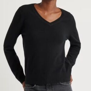 Quince 100% Mongolian Cashmere V Neck Sweater Black Extra Small